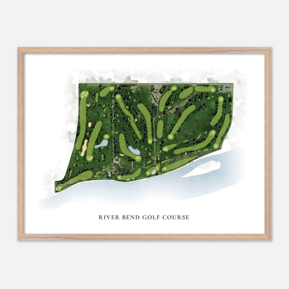 River Bend Golf Course Wilder Idaho Classic Watercolor Golf Map Poster