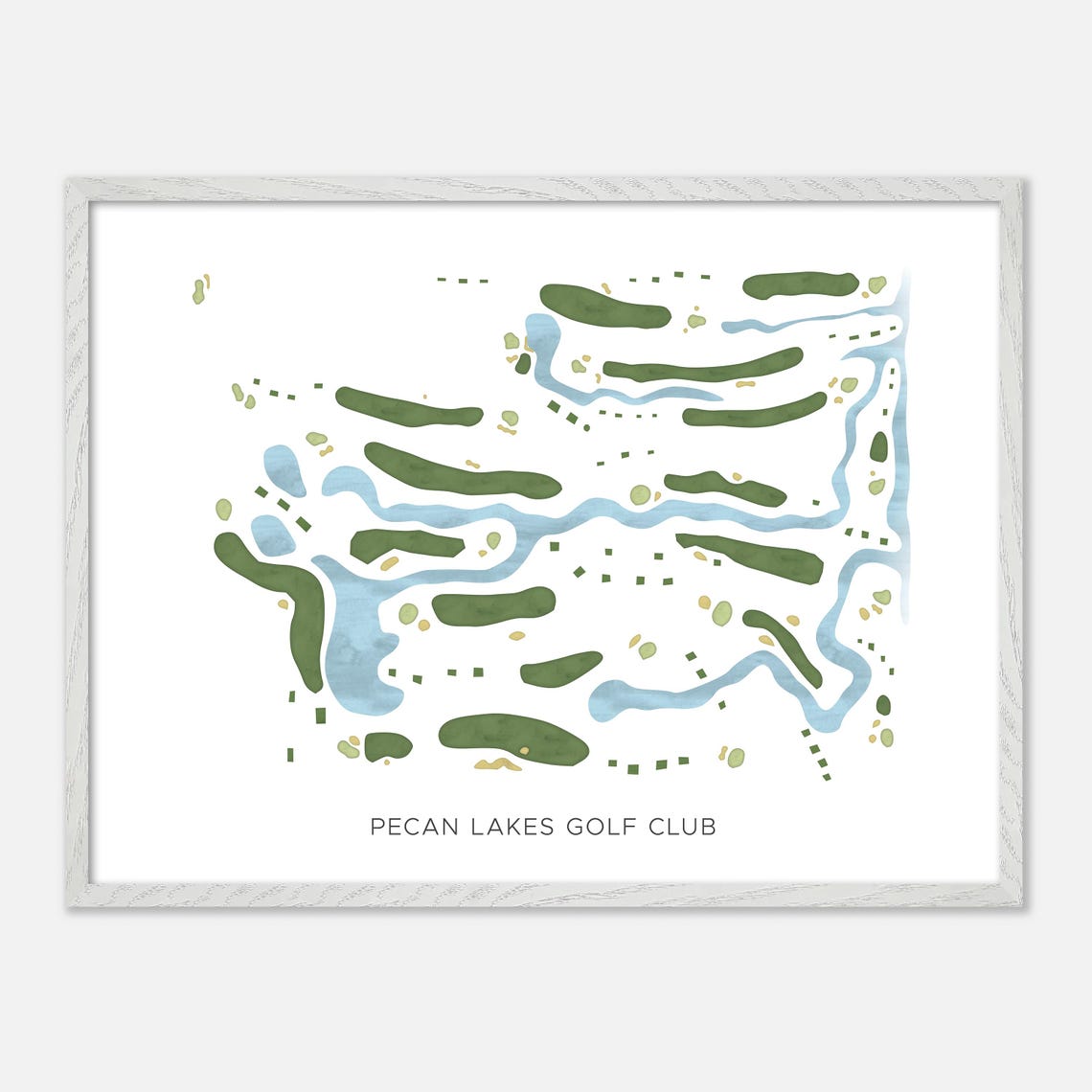 Pecan Lakes Golf Club Watercolor Riverside Fairway Map Poster - Image 4