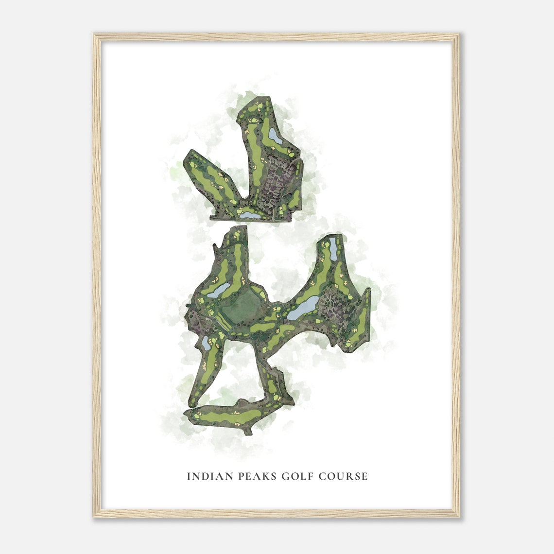 Indian Peaks Golf Course Classic Detailed Watercolor Map Print
