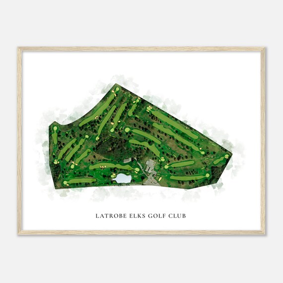 Latrobe Elks Golf Club Pennsylvania Classic Watercolor Map Golfer Gift Golf Wall Art Golf Poster Print Course Layout
