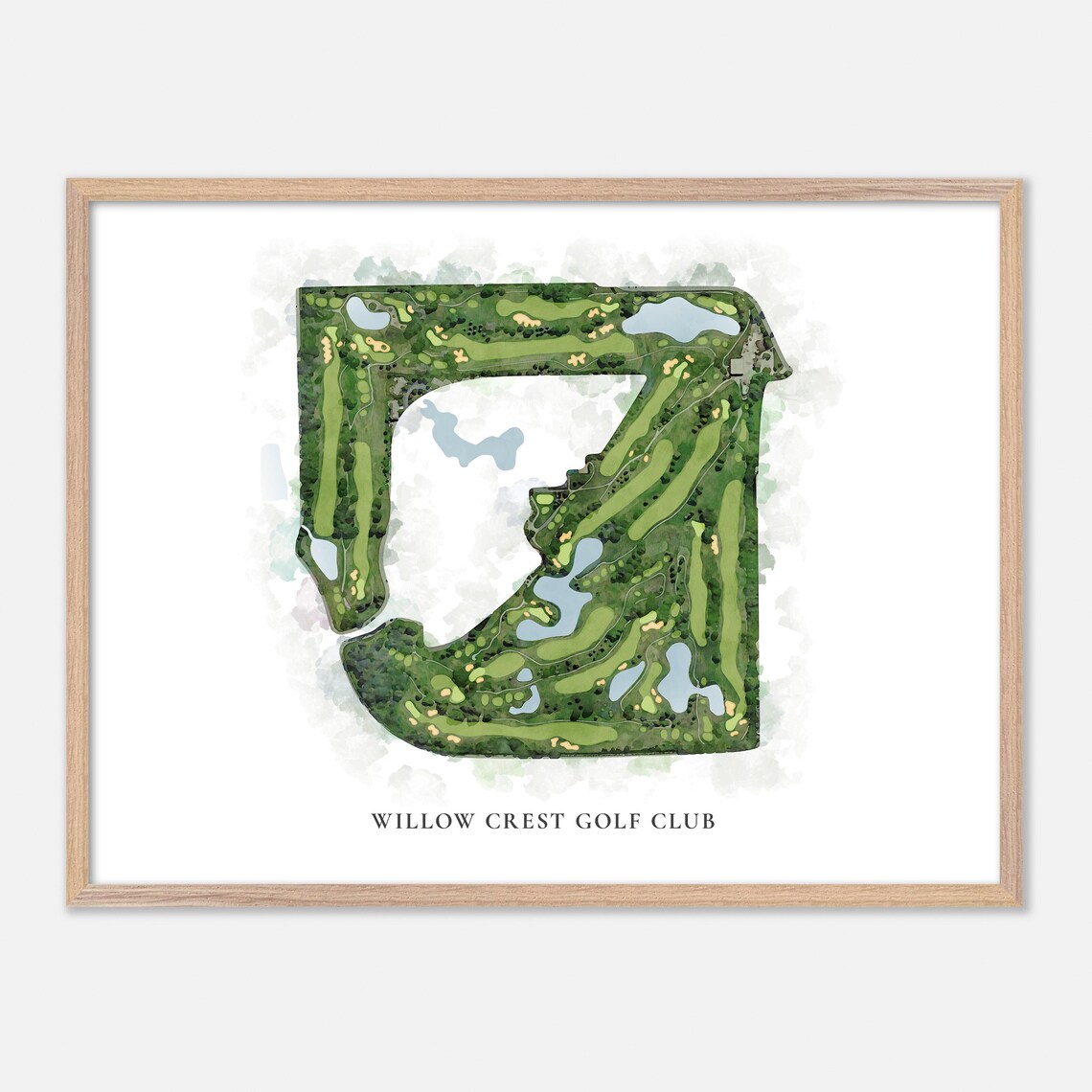 Willow Crest Golf Club Oak Brook IL Classic Watercolor Map Print