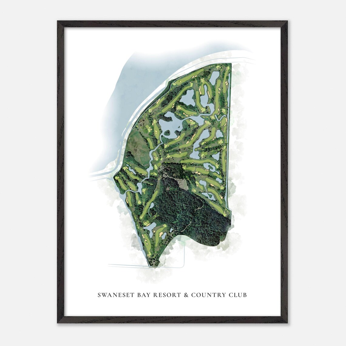 Swaneset Bay Resort & Country Club Pitt Meadows Canada Classic Watercolor Golf Map Poster - Image 2