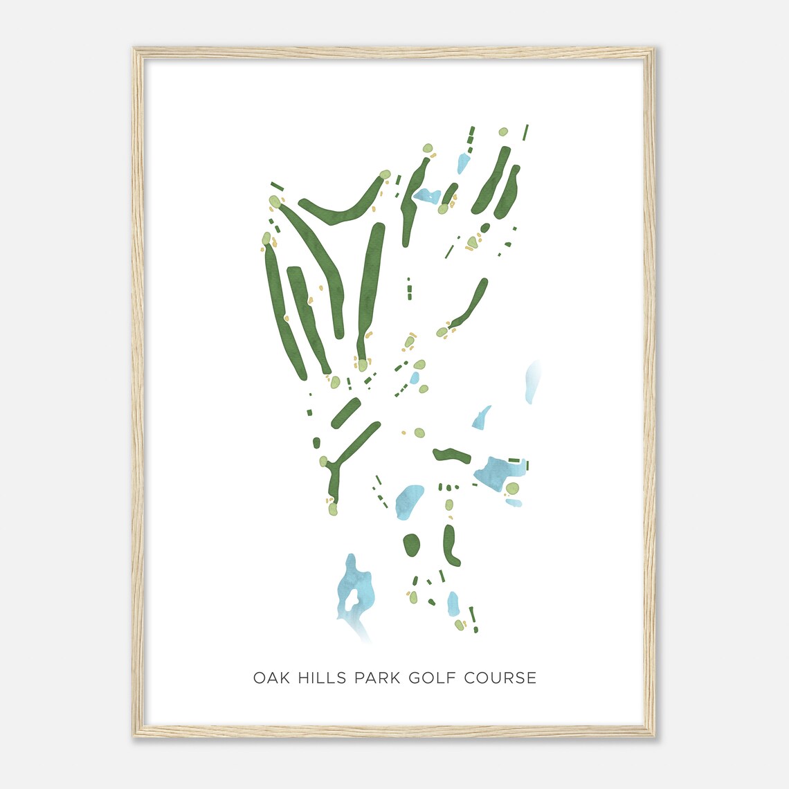 Oak Hills Park Golf Course Connecticut Modern Watercolor Map Golfer Gift Golf Wall Art Golf Poster Print Course Layout - Image 2