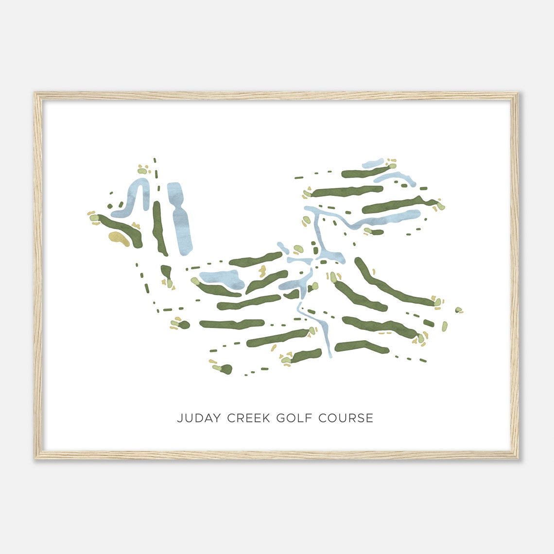Juday Creek Golf Course Modern Minimalist Watercolor Map Poster - Image 2