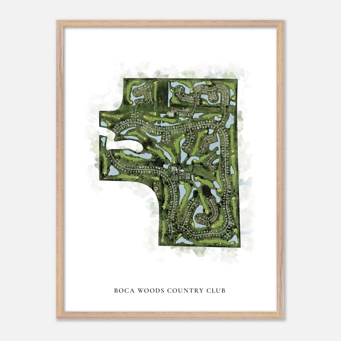 Boca Woods Country Club Watercolor Map, Golf Poster - Image 2
