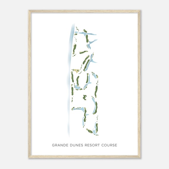 Grande Dunes Resort Course South Carolina Modern Watercolor Golf Course Map Poster