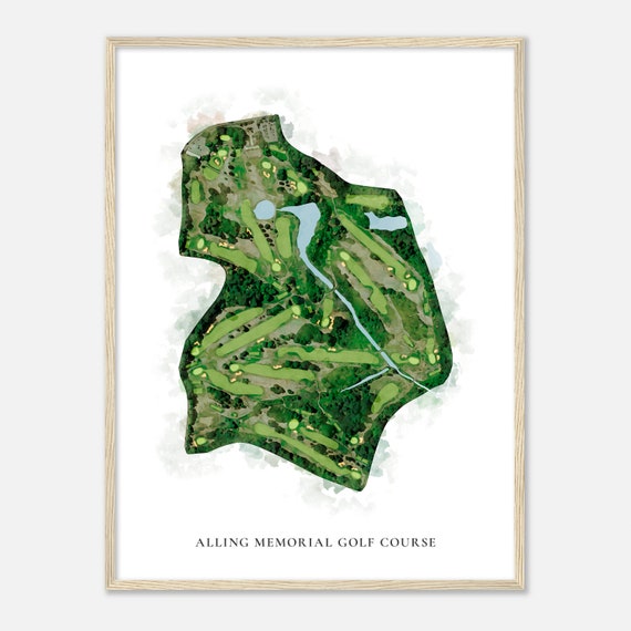 Alling Memorial Golf Course Connecticut Classic Watercolor Map Golfer Gift Golf Wall Art Golf Poster Print Course Layout
