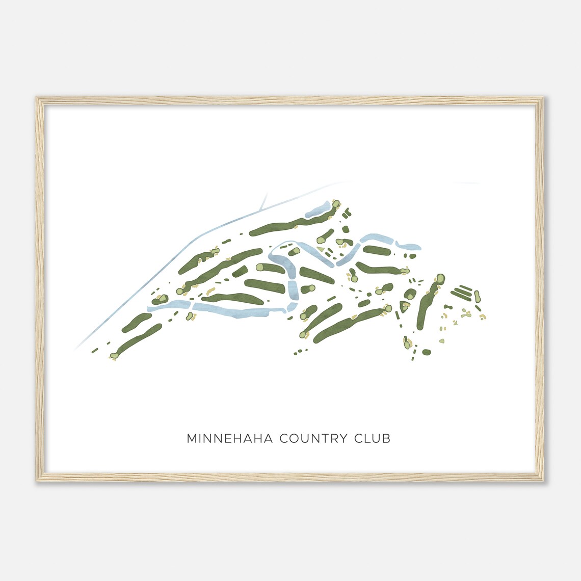 Minnehaha Country Club Minimalist Watercolor Course Map Poster - Image 2