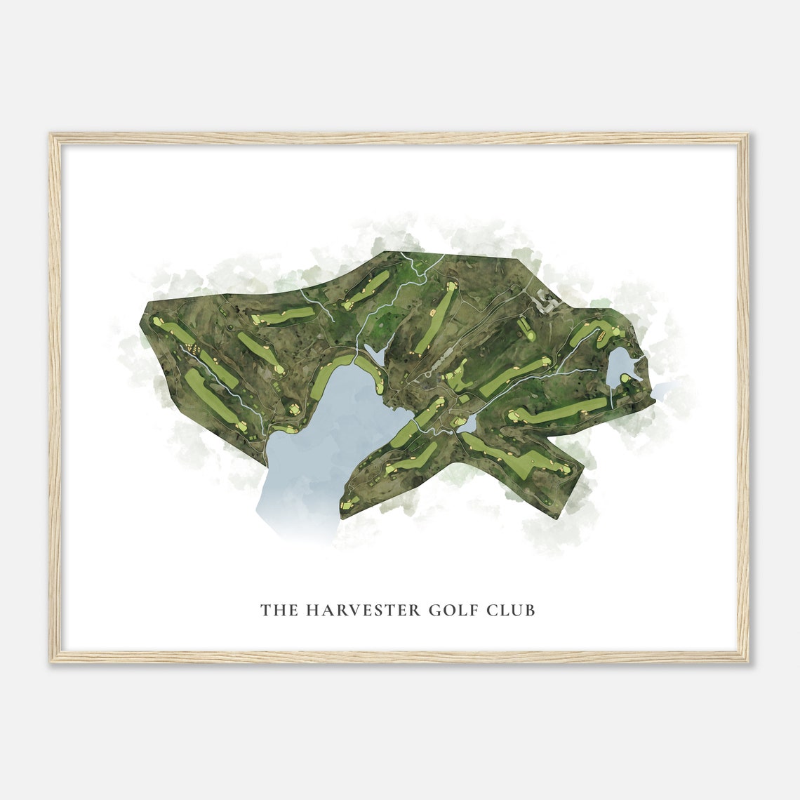 The Harvester Golf Club Lakeside Aerial Watercolor Course Map Wall Art - Image 2