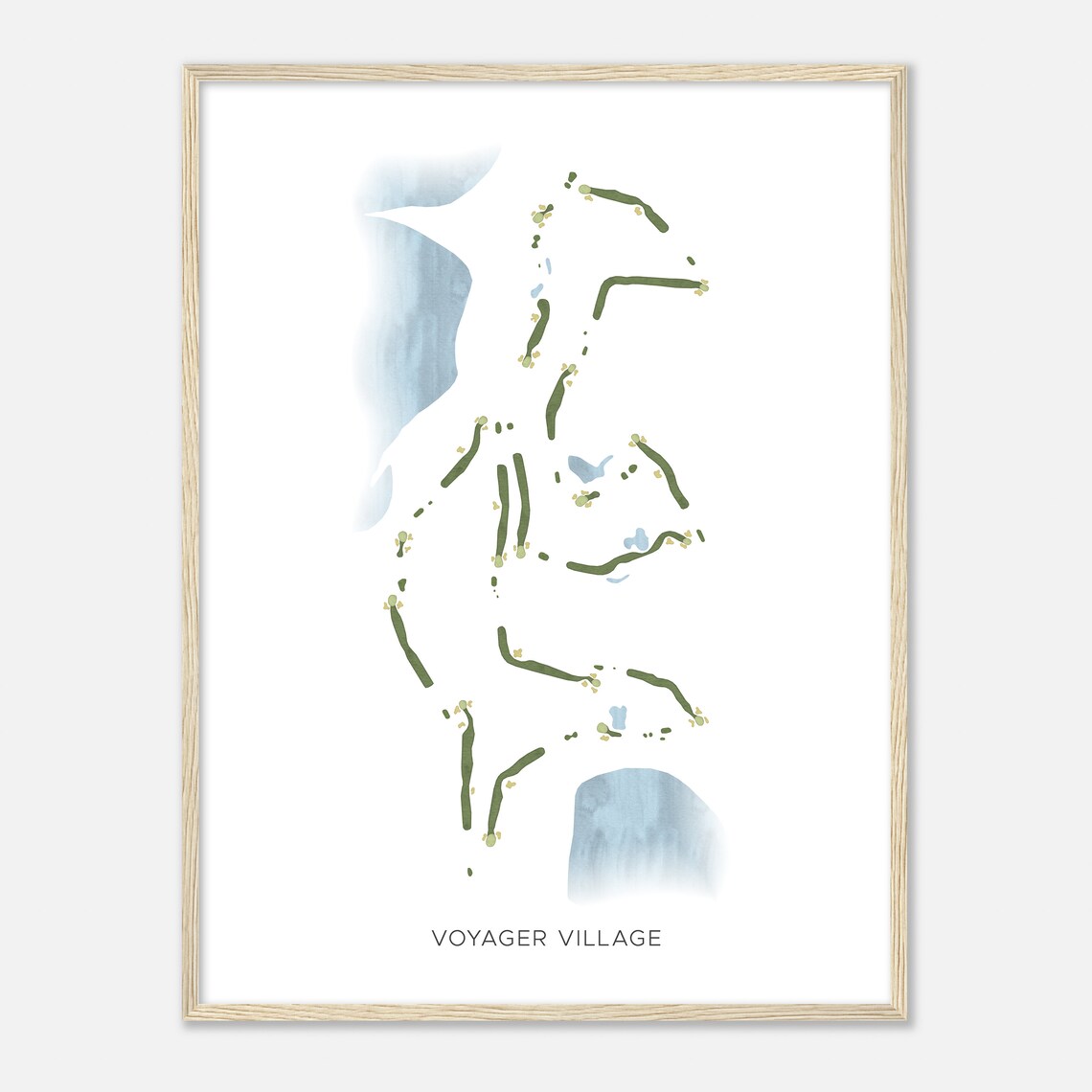 Voyager Village Wisconsin Minimalist Watercolor Course Map Poster