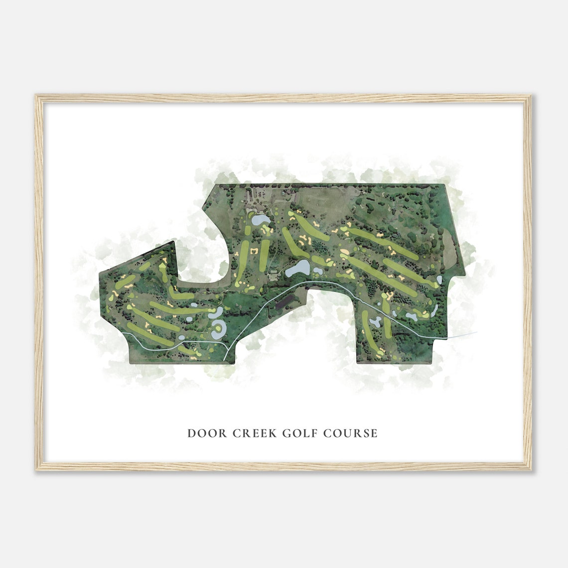 Door Creek Golf Course Watercolor Aerial Course Layout Poster