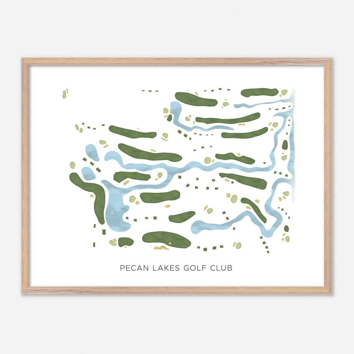 Pecan Lakes Golf Club Watercolor Riverside Fairway Map Poster