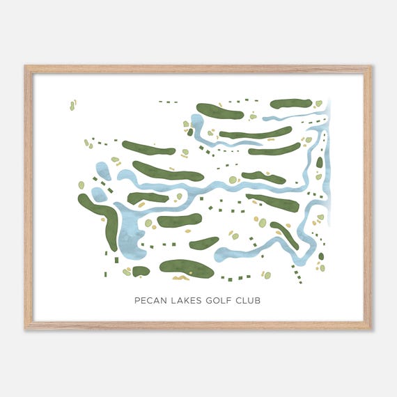 Pecan Lakes Golf Club In Navasota Texas Modern Watercolor Map Golfer Gift Golf Wall Art Golf Poster Print Course Layout