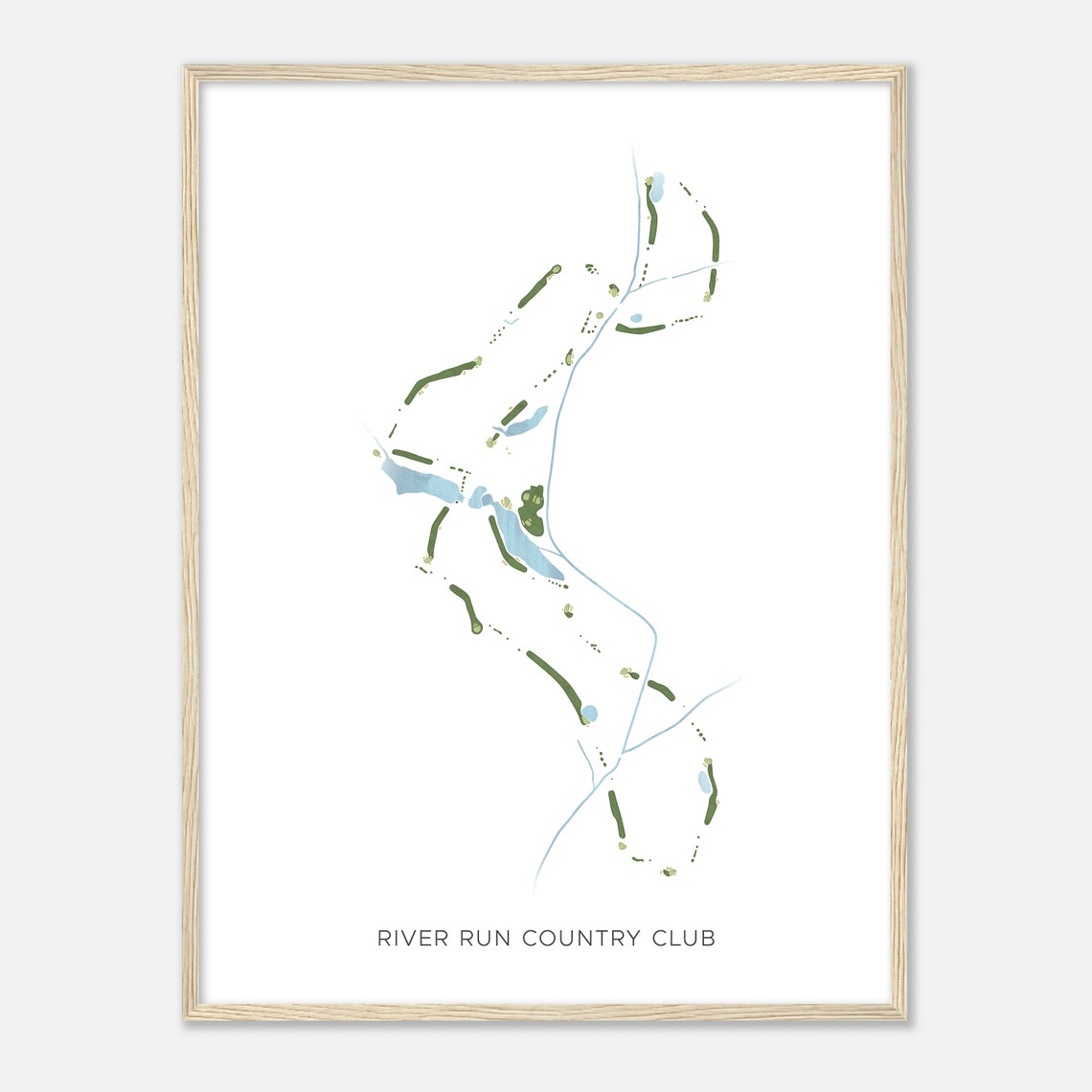 River Run Country Club North Carolina Modern Watercolor Map Poster - Image 2