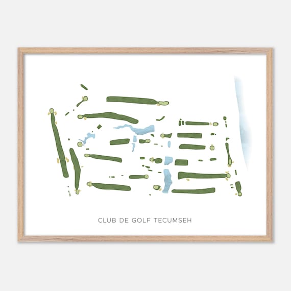 Club De Golf Tecumseh Modern Minimalist Watercolor Golf Map Poster