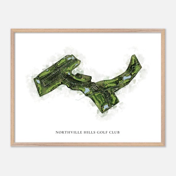 Northville Hills Golf Club In Northville Michigan Classic Watercolor Map Golfer Gift Golf Wall Art Golf Poster Print Course Layout