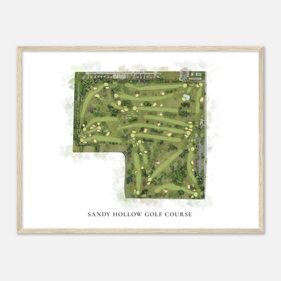 Sandy Hollow Golf Course Illinois Classic Watercolor Map Golfer Gift Golf Wall Art Golf Poster Print Course Layout