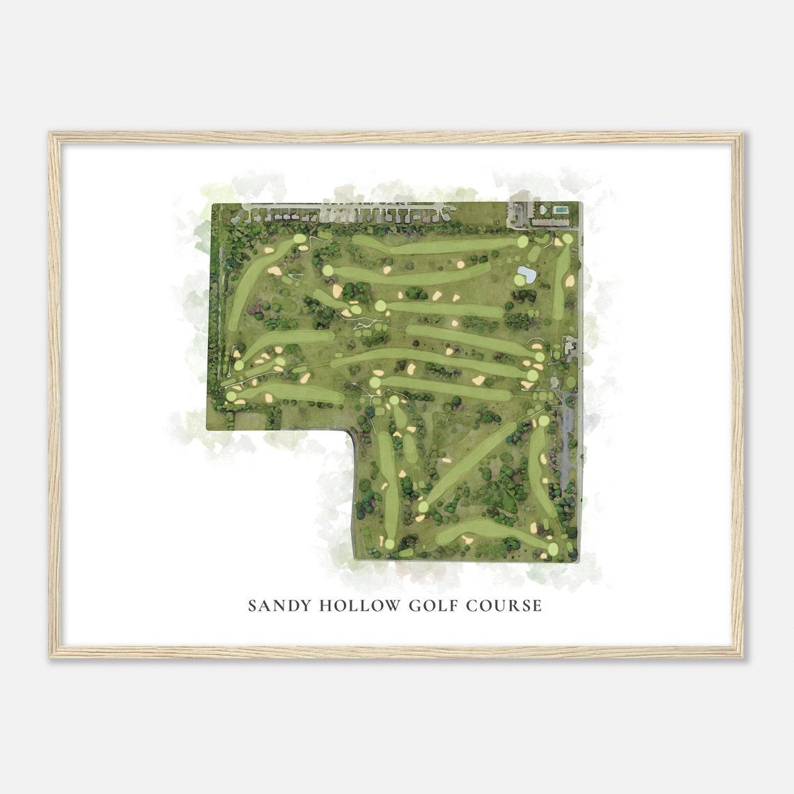 Sandy Hollow Golf Course Illinois Classic Watercolor Map Golfer Gift Golf Wall Art Golf Poster Print Course Layout