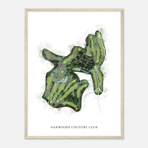 Oakwoods Country Club North Carolina Classic Watercolor Map Golfer Gift Golf Wall Art Golf Poster Print Course Layout
