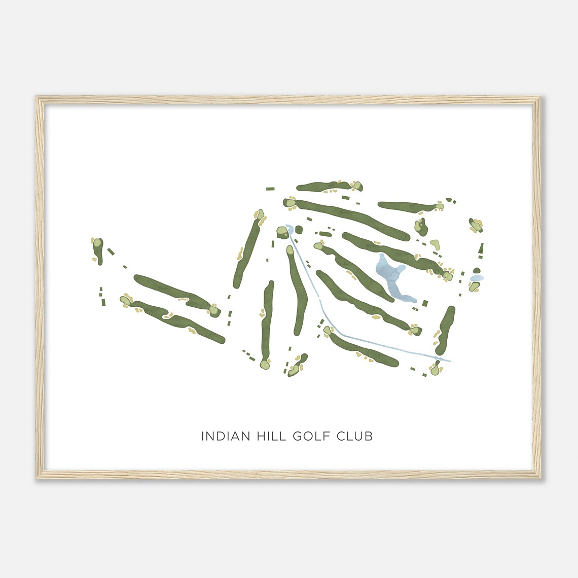 Indian Hill Golf Club Minimalist Watercolor Course Map Art Poster