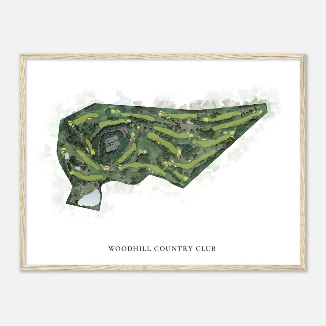 Woodhill Country Club Classic Aerial Watercolor Course Map Poster - Image 2
