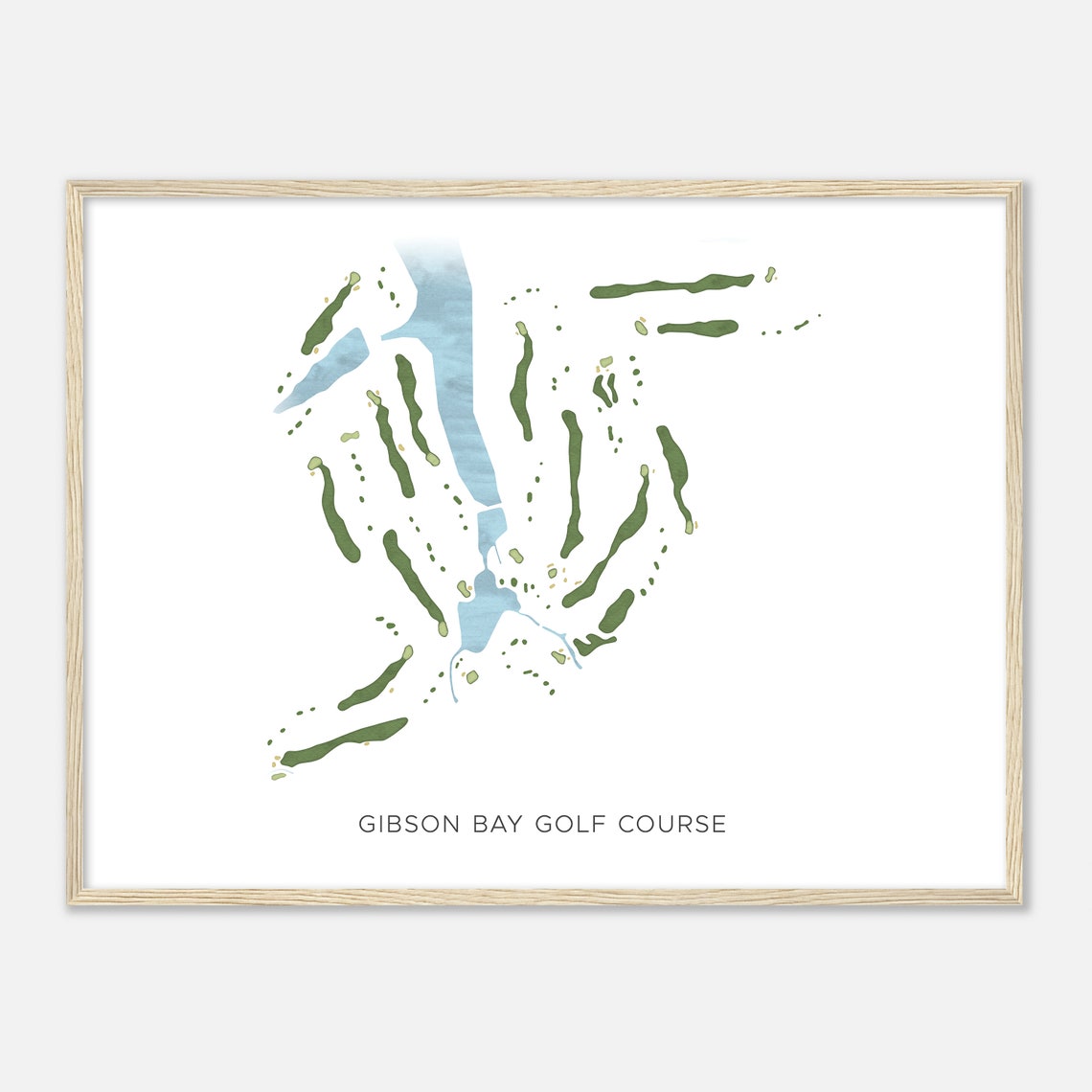 Gibson Bay Golf Course Kentucky Modern Watercolor Golf Map Poster - Image 2