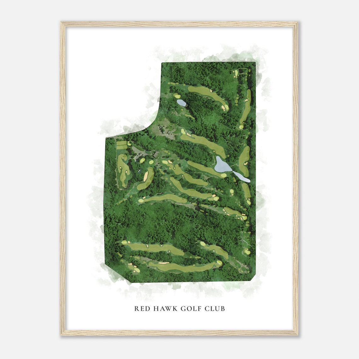 Red Hawk Golf Club Classic Watercolor Aerial Golf Course Map Poster - Image 2