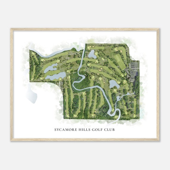 Sycamore Hills Golf Club Michigan Classic Watercolor Map Golfer Gift Golf Wall Art Golf Poster Print Course Layout