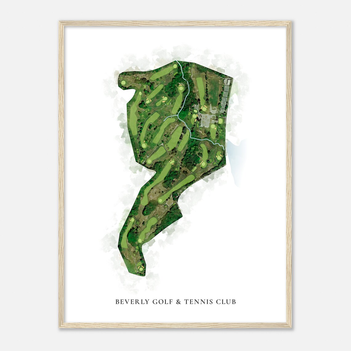 Beverly Golf & Tennis Club Classic Watercolor Aerial Course Map Poster - Image 2