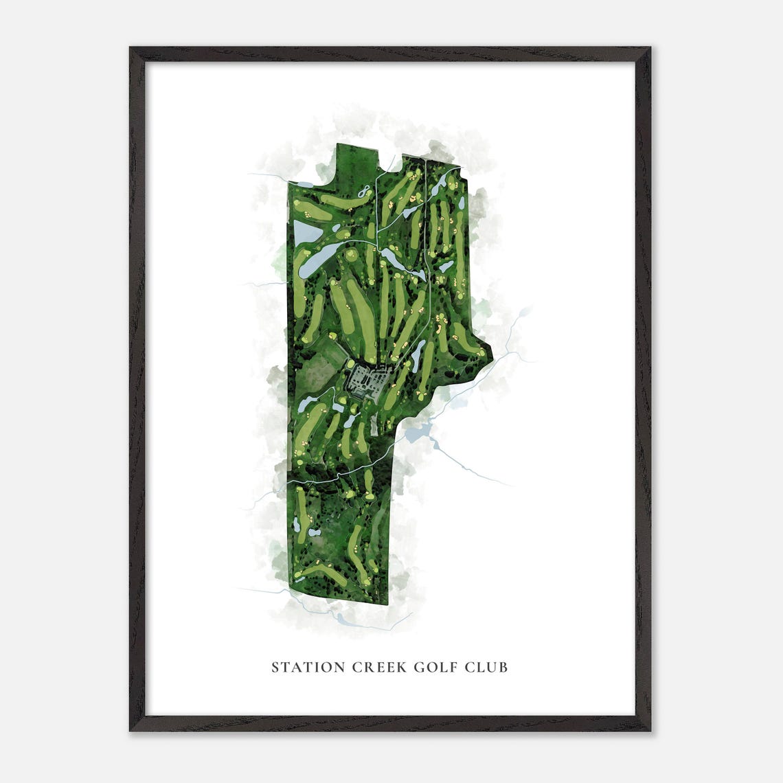 Station Creek Golf Club Classic Watercolor Course Layout Map Poster - Image 2