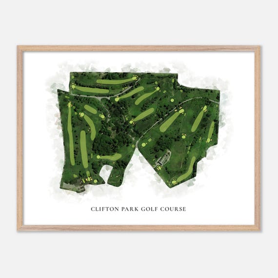 Clifton Park Golf Course In Baltimore Maryland Classic Watercolor Map Golfer Gift Golf Wall Art Golf Poster Print Course Layout