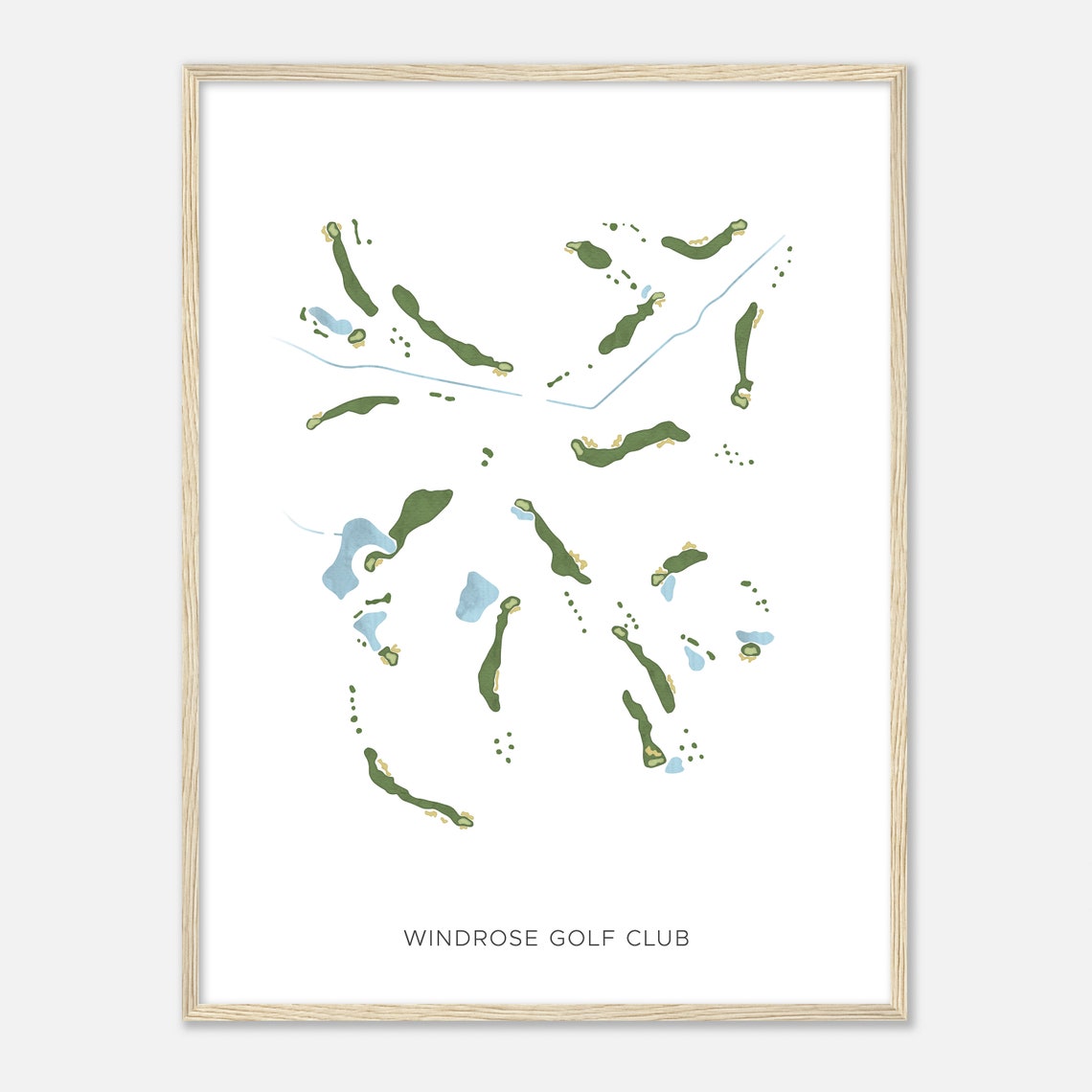 Windrose Golf Club Texas Modern Watercolor Course Map Poster