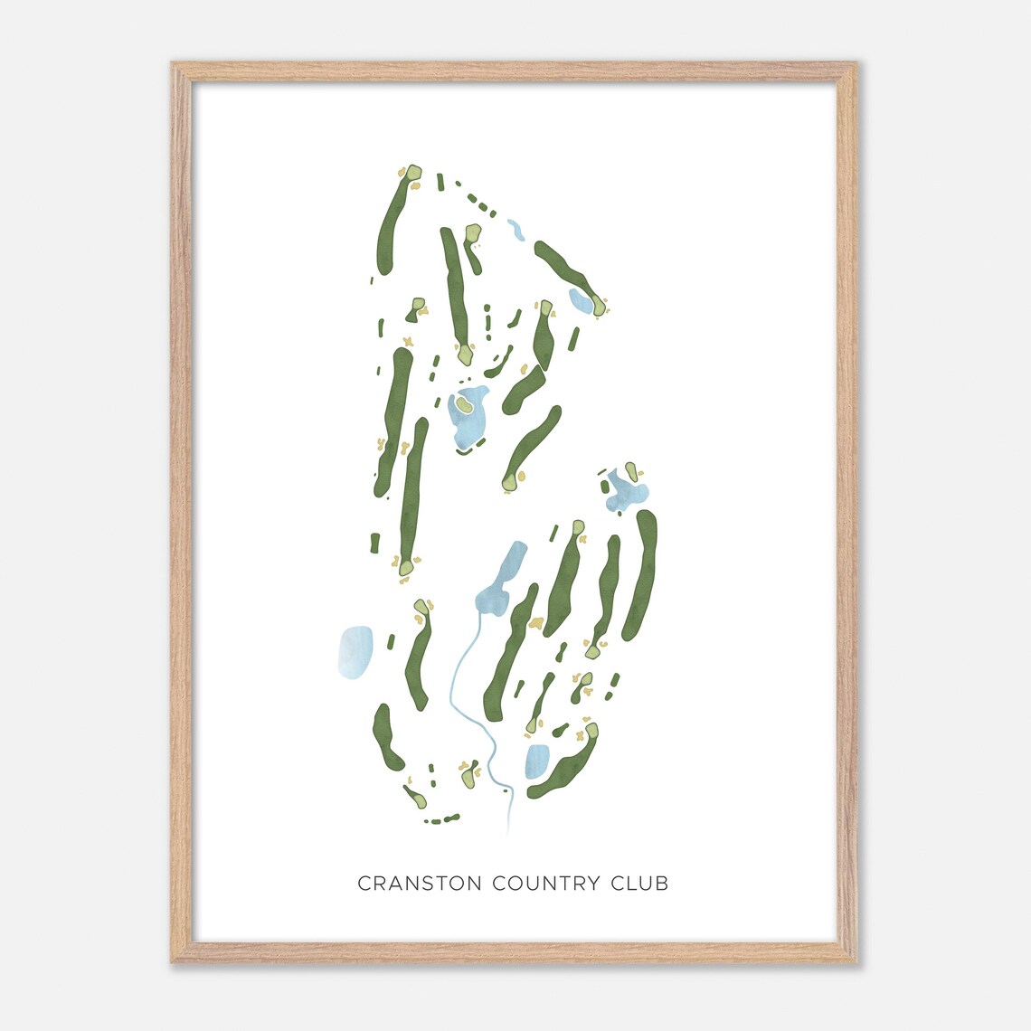 Cranston Country Club Golf Course Layout Watercolor Map Art Poster - Image 2