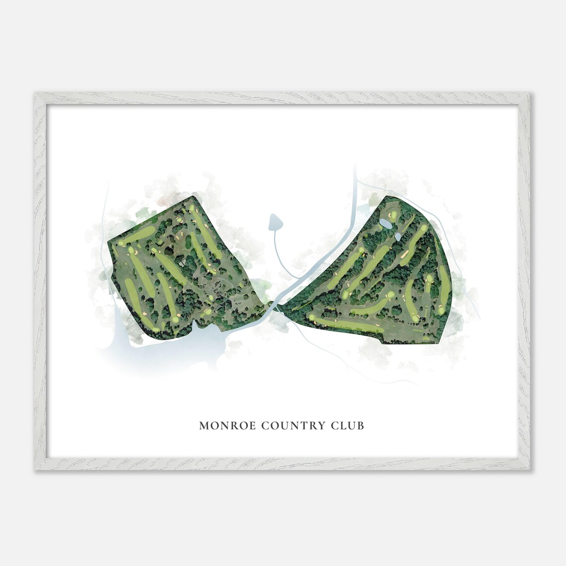 Monroe Country Club Watercolor Aerial Golf Course Map Poster - Image 4