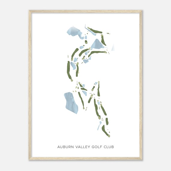 Auburn Valley Golf Club California Modern Watercolor Map Golfer Gift Golf Wall Art Golf Poster Print Course Layout