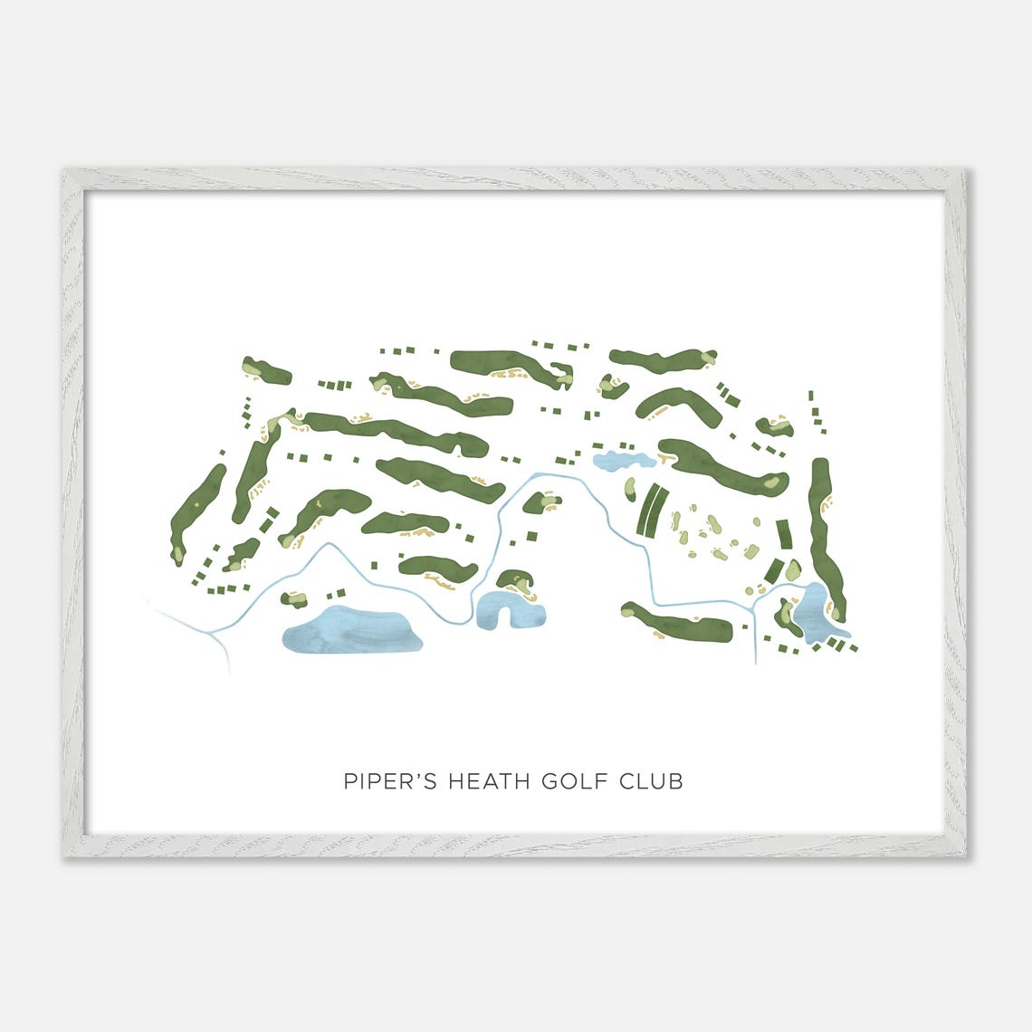 Piper's Heath Golf Club Modern Minimalist Watercolor Golf Map Poster - Image 3