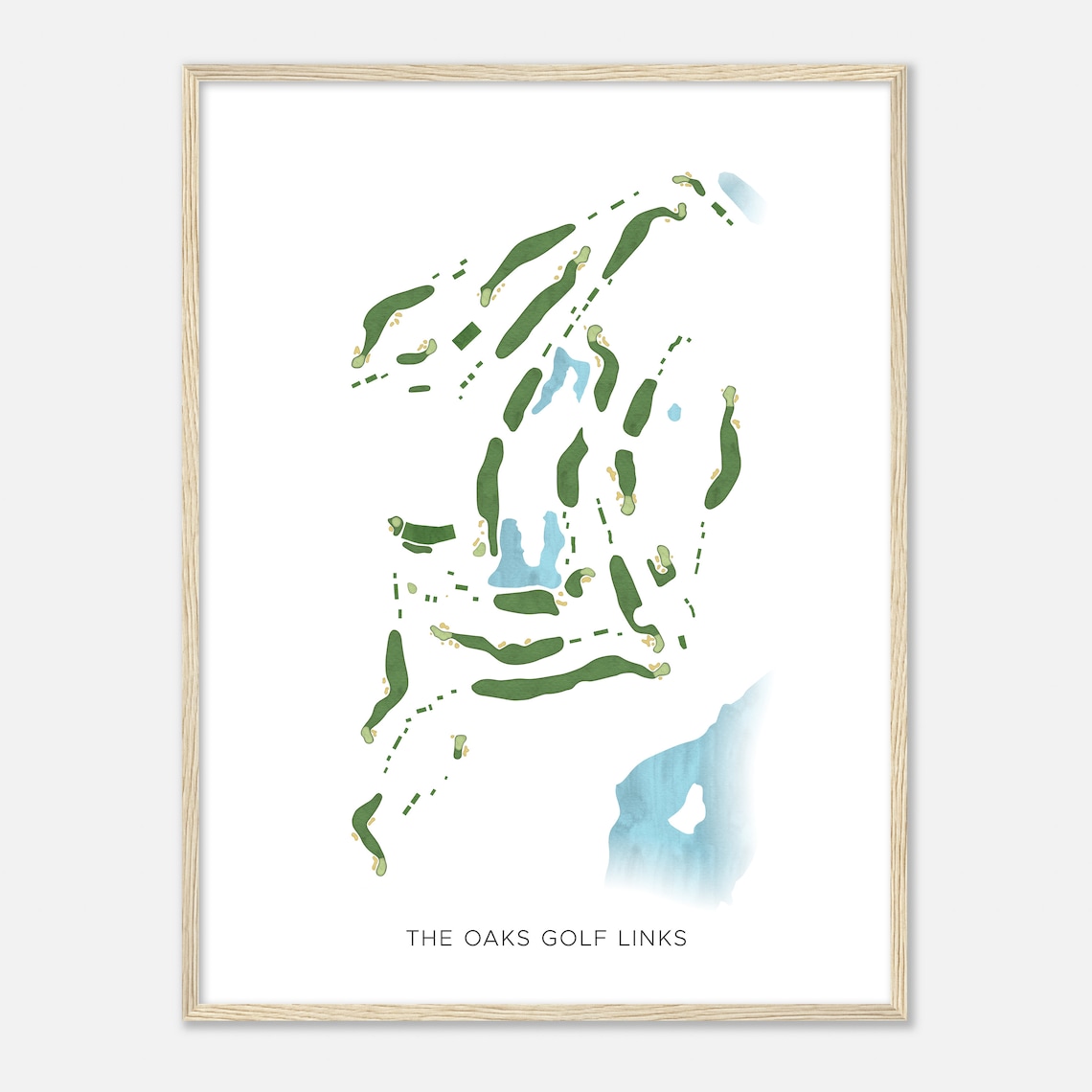 The Oaks Golf Links Modern Minimalist Watercolor Course Map Poster