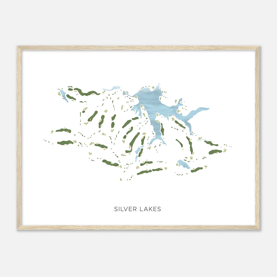 Silver Lakes Alabama Modern Watercolor Golf Course Map Poster - Image 2
