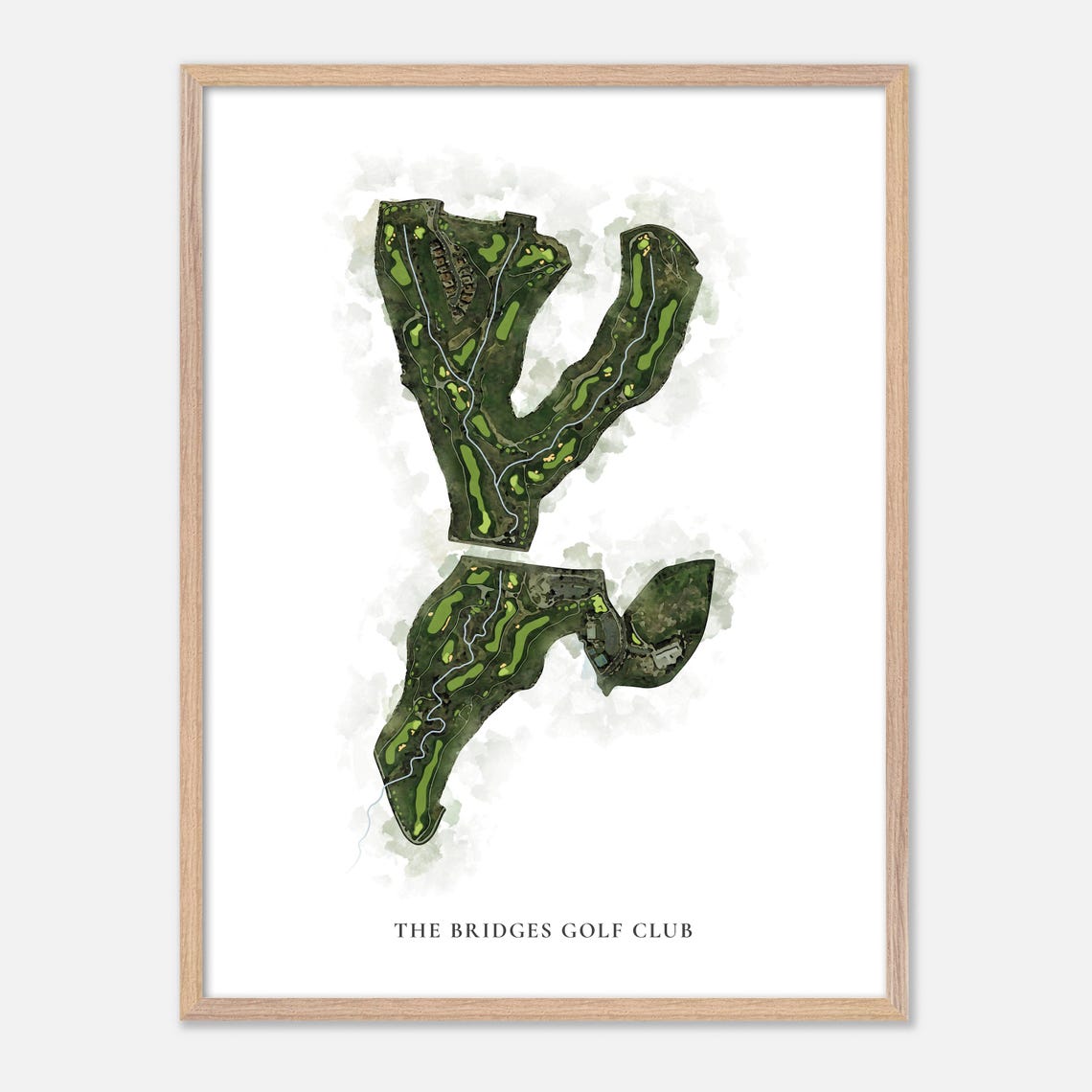 The Bridges Golf Club Classic Watercolor Golf Course Map Art Print - Image 2