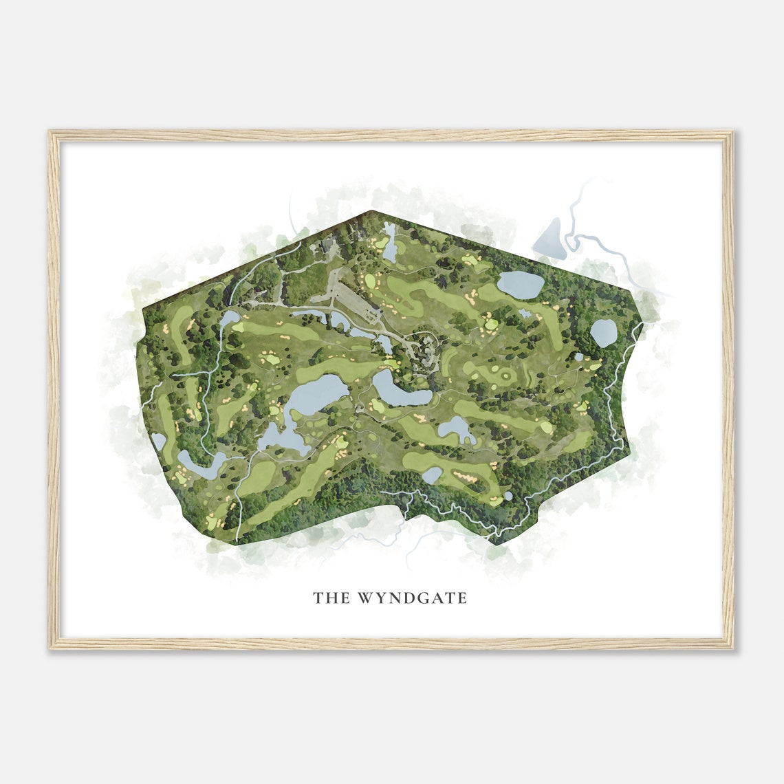 The Wyndgate Michigan Classic Watercolor Map Golfer Gift Golf Wall Art Golf Poster Print Course Layout