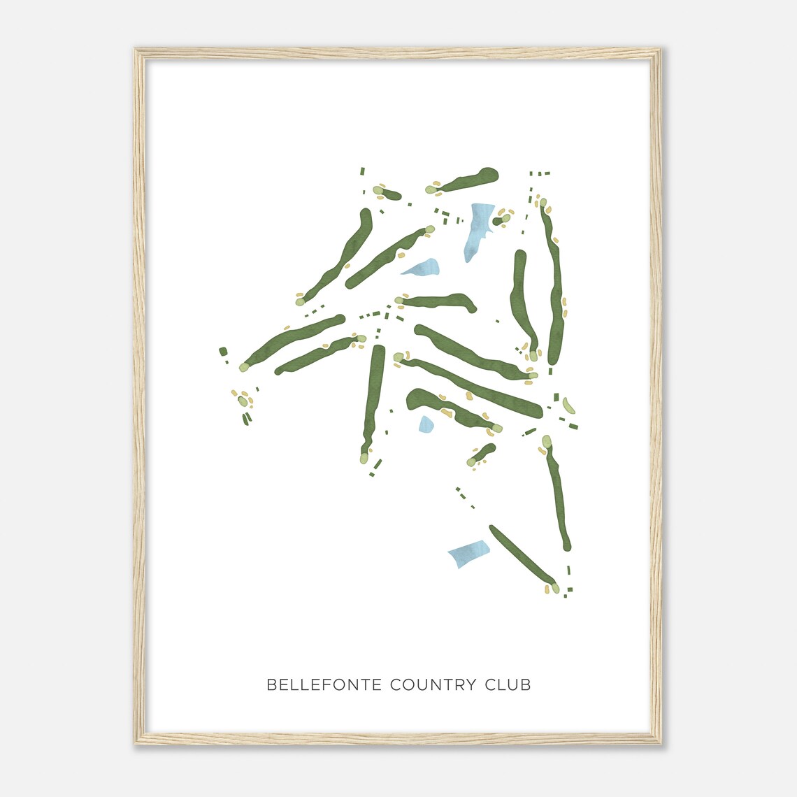 Bellefonte Country Club Kentucky Modern Watercolor Map Golf Poster - Image 2