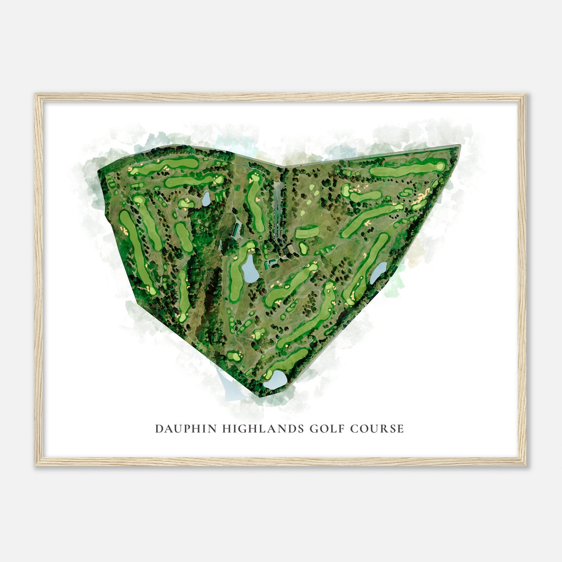 Dauphin Highlands Golf Course Classic Watercolor Aerial Poster