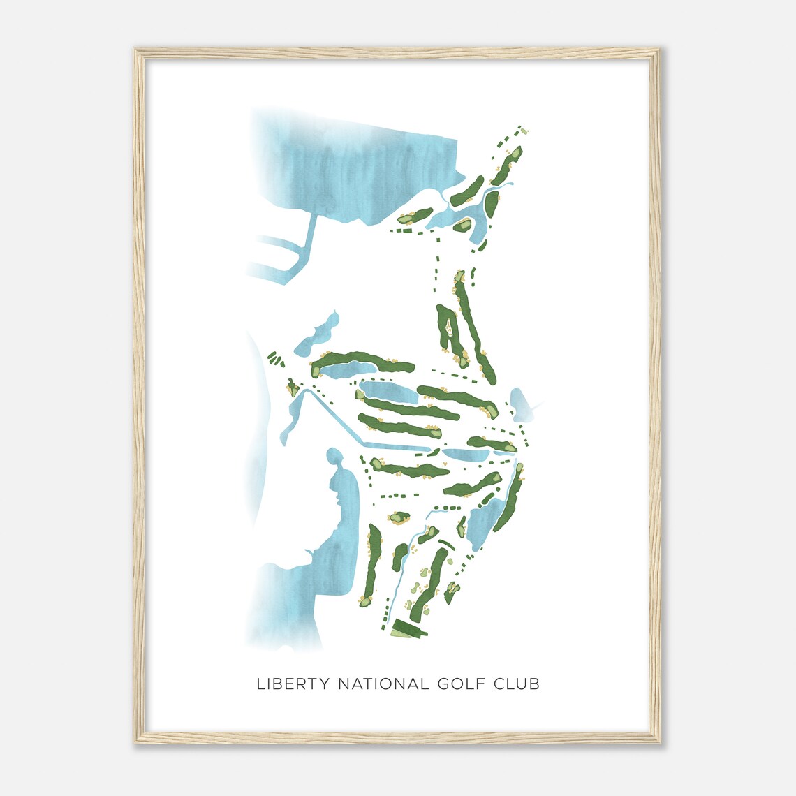 Liberty National Golf Club Modern Watercolor Course Map Poster