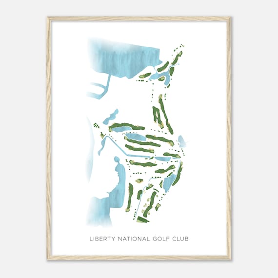 Liberty National Golf Club New Jersey Modern Watercolor Map Golfer Gift Golf Wall Art Golf Poster Print Course Layout