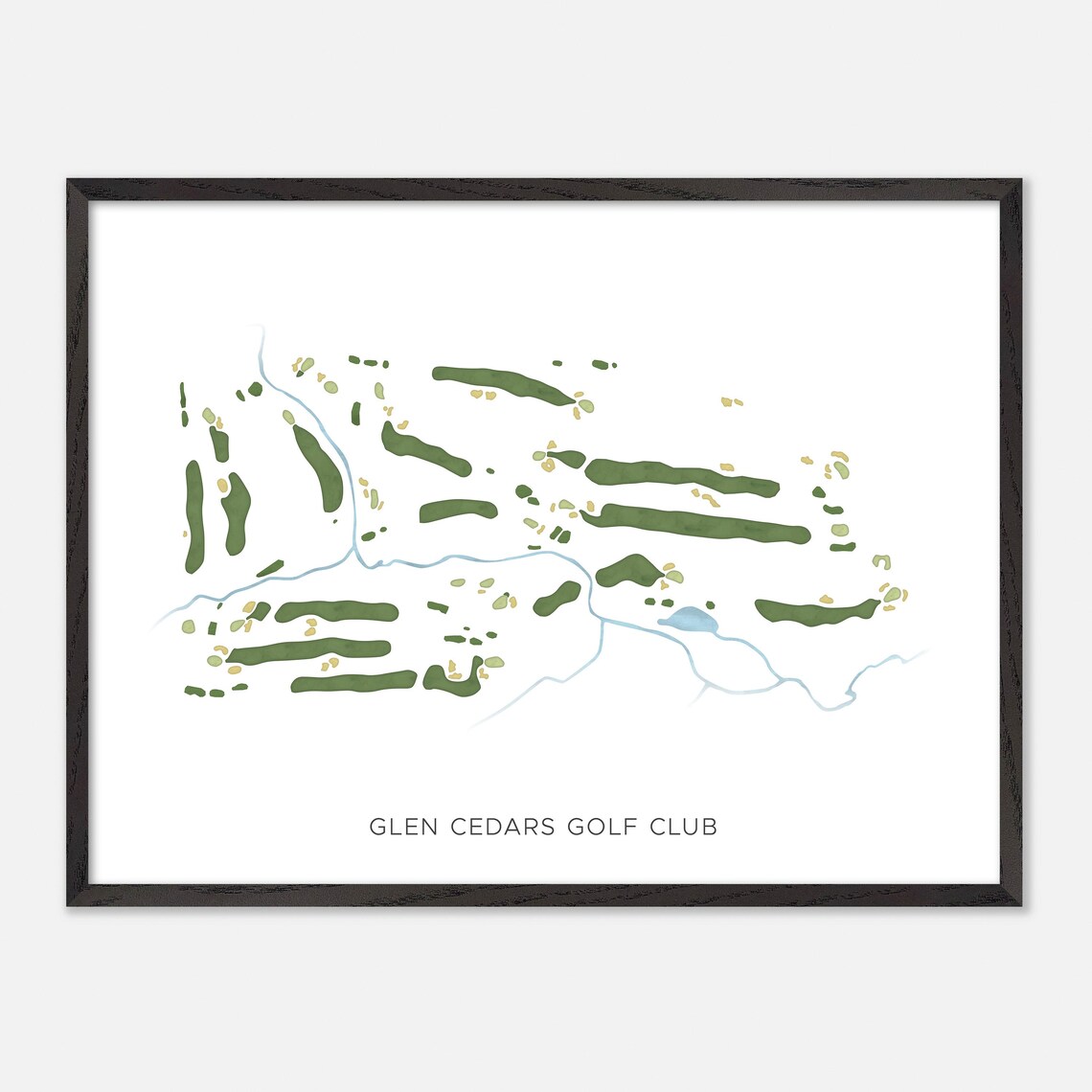 Glen Cedars Golf Club Modern Minimalist Watercolor Course Layout Poster - Image 4
