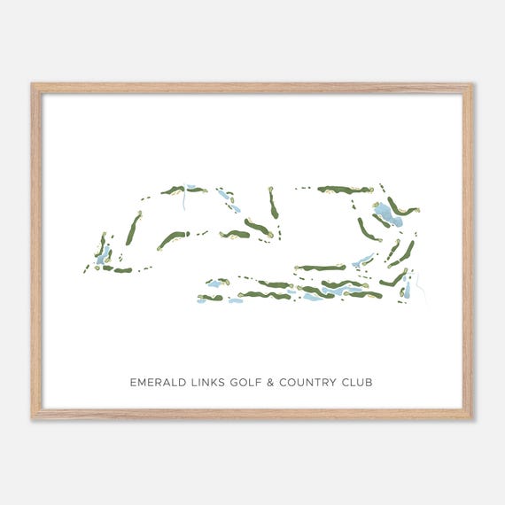 Emerald Links Golf Country Club In Canada Modern Watercolor Map Golfer Gift Golf Wall Art Golf Poster Print Course Layout