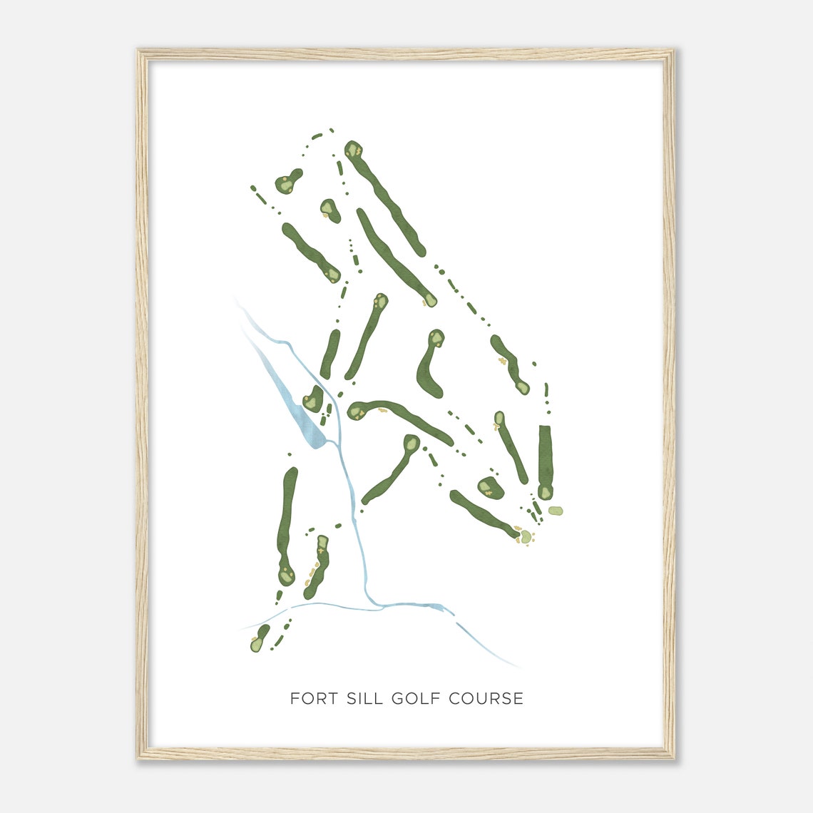 Fort Sill Golf Course Oklahoma Modern Watercolor Golf Map Poster - Image 2