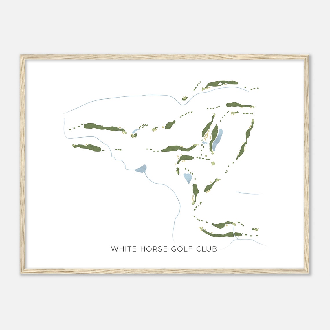 White Horse Golf Club Minimalist Watercolor Fairway Map Poster