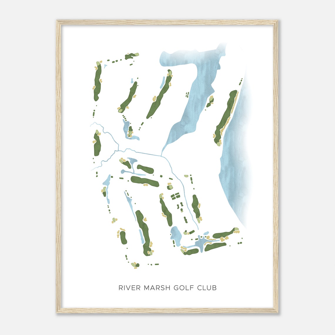 River Marsh Golf Club Beautiful Minimalist Fairway Line Map Art Poster