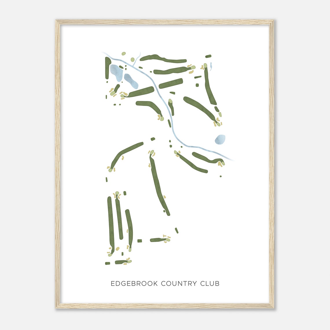 Edgebrook Country Club Minimalist Watercolor Golf Map Poster